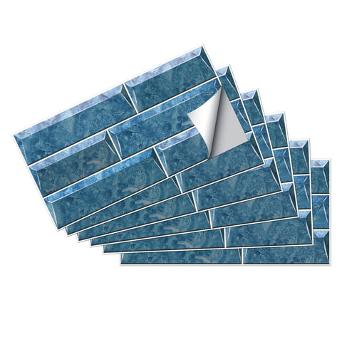 Blue Peel and Stick Marble Texture Floor Tiles Stickers Ocean Fresh