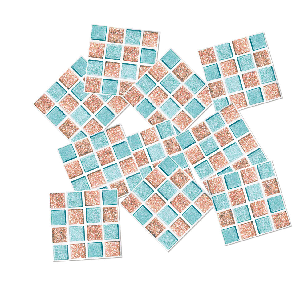 Blue and Pink Stone Wallpaper Stonelike Mosaic Wall Tiles Sticker Peel and Stick