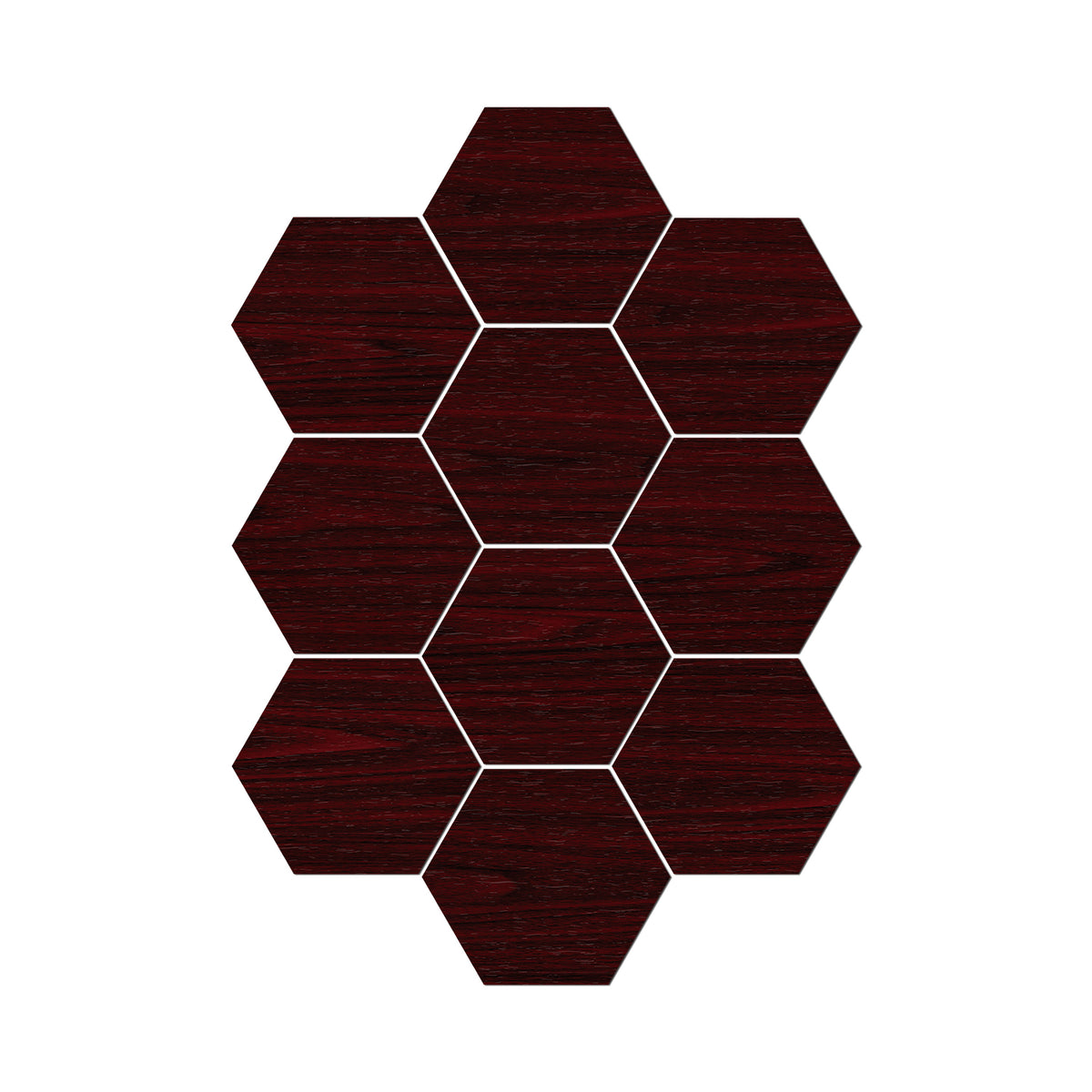 Deep Red Mahogany Hexagonal Foam Porcelain Tile Stickers