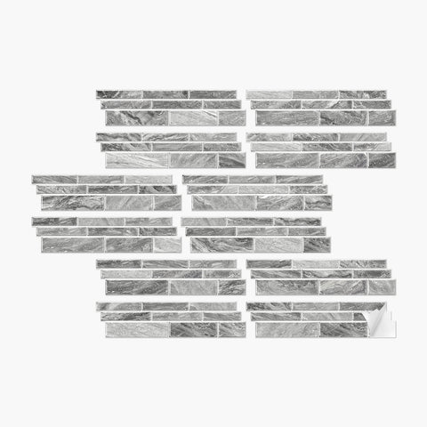 Grey Modern Minimalist Wall Tile Shaped Stickers 12PCS