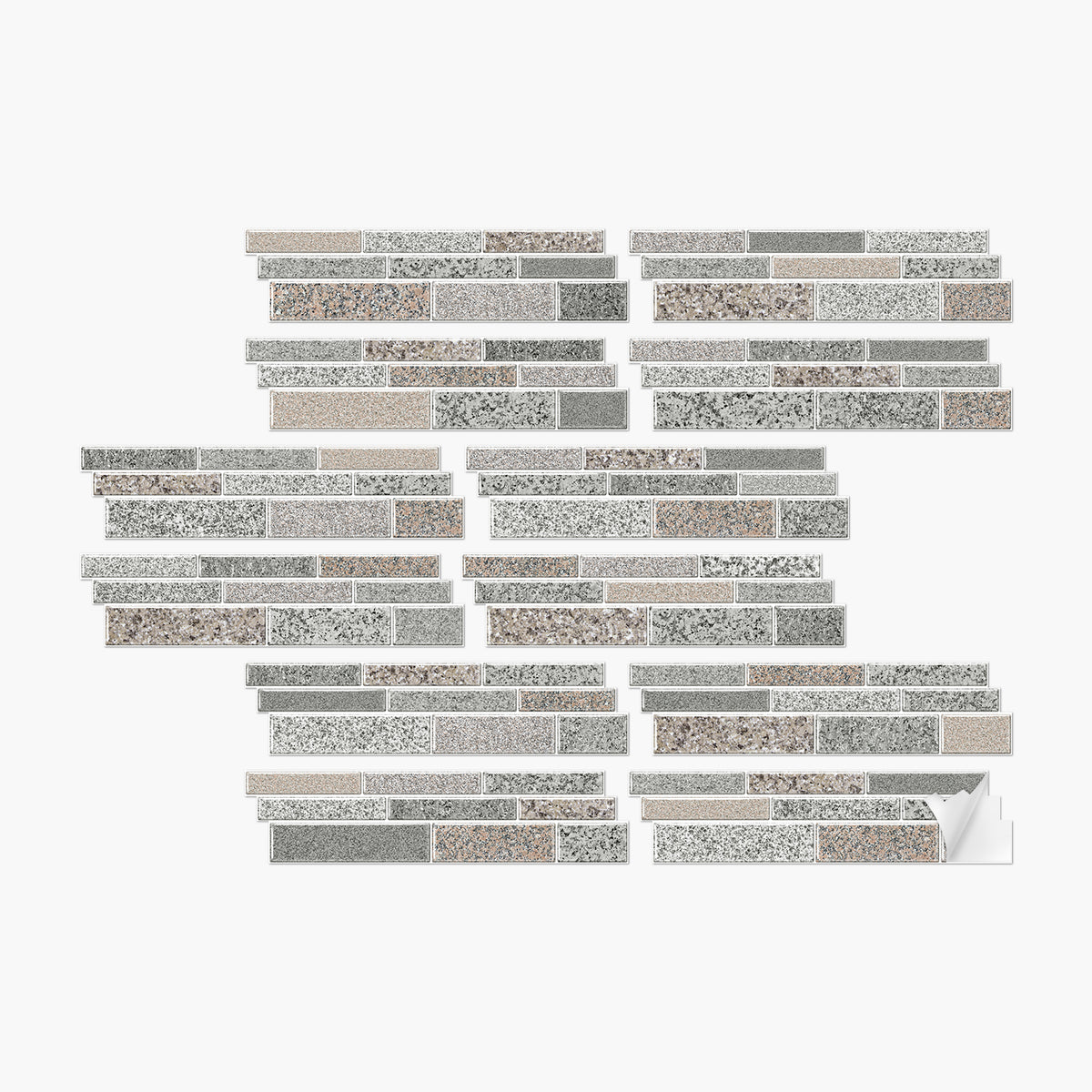 Grey White Modern Minimalist Wall Tile Shaped Stickers 12PCS