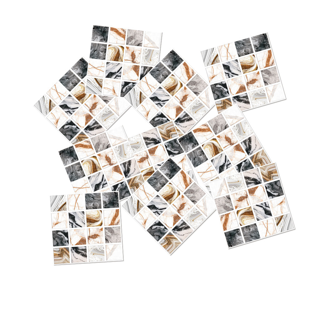 Black and Gold Stone Wallpaper Stonelike Mosaic Wall Tiles Modern Sticker Peel and Stick