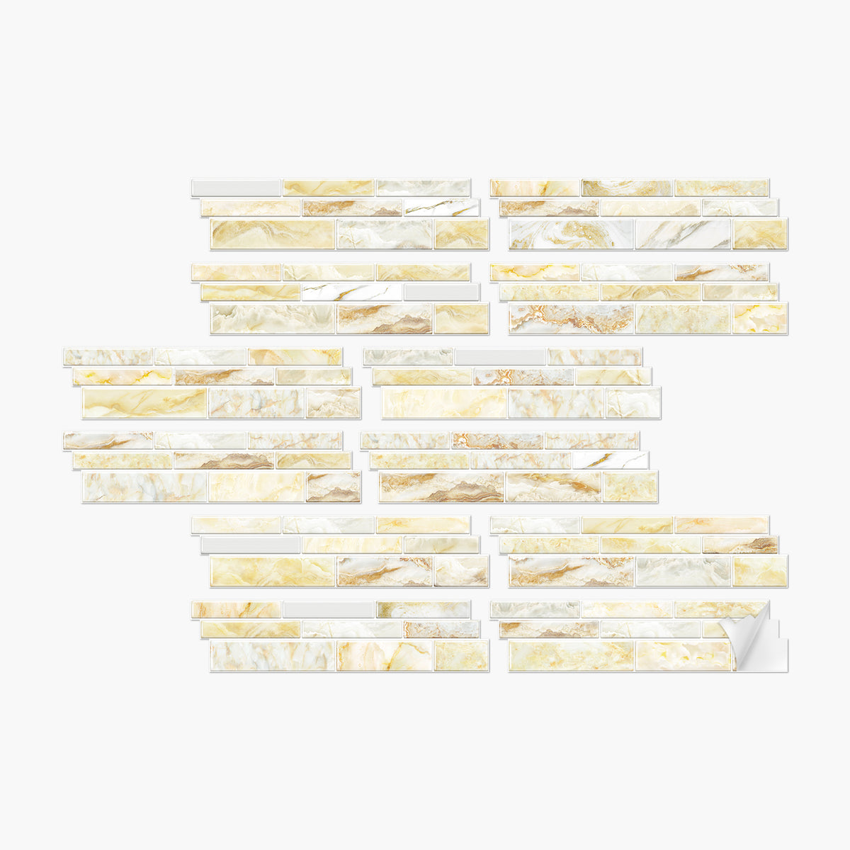 Light Yellow Modern Minimalist Wall Tile Shaped Stickers 12PCS