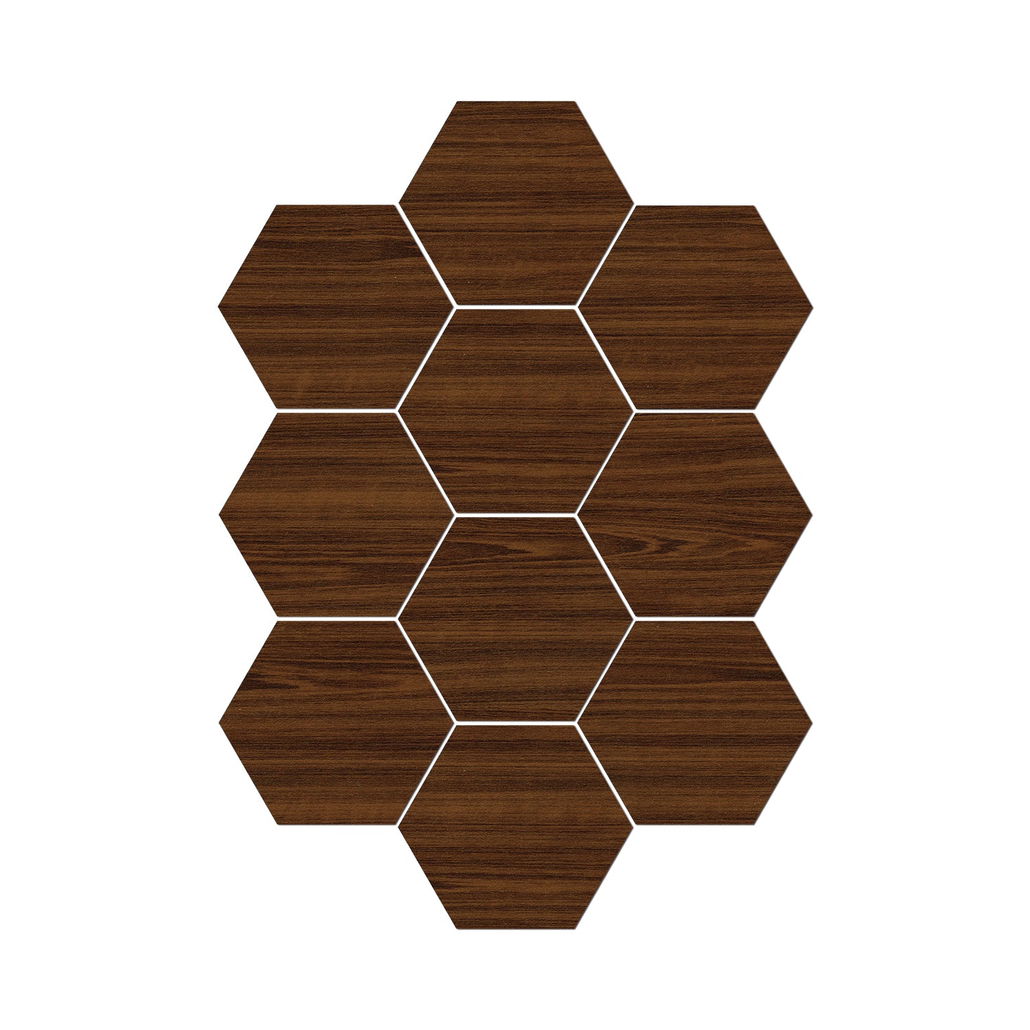 Self Adhesive Brown Walnut Hexagonal Peel and Stick Wood Wallpaper
