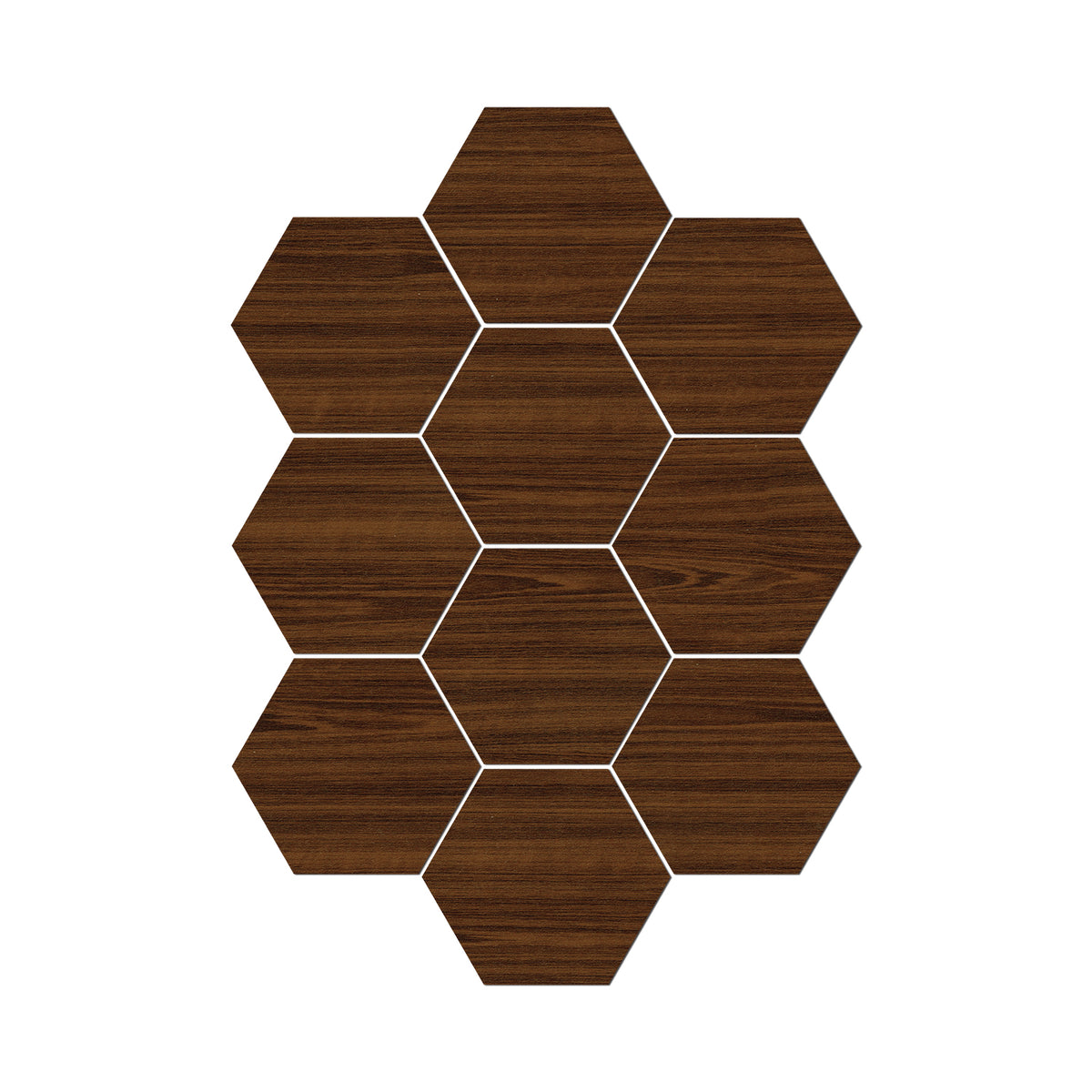 Self Adhesive Brown Walnut Hexagonal Peel and Stick Wood Wallpaper