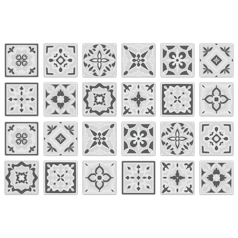 24 Pcs Set Black & White Collection Peel and Stick Tile Stickers backsplash Tile Decals Bathroom & Kitchen Vinyl Wall Decals Easy to Apply Just Peel & Stick Home Decor