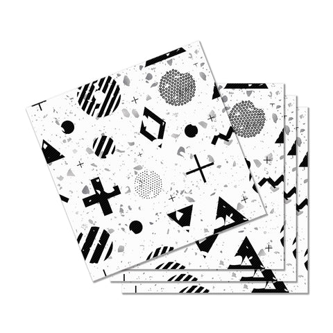 Chic Black and White Abstract Shape Tile Decal