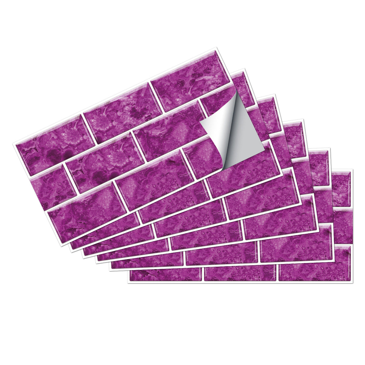 Purple Peel and Stick Marble Floor Tiles Country Style Stickers Charm