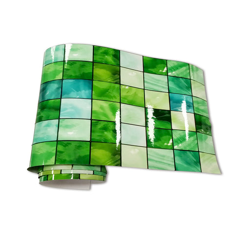 Green Stone Wallpaper Stonelike Mosaic Wall Tiles Sticker Stoner Peel and Stick Nature