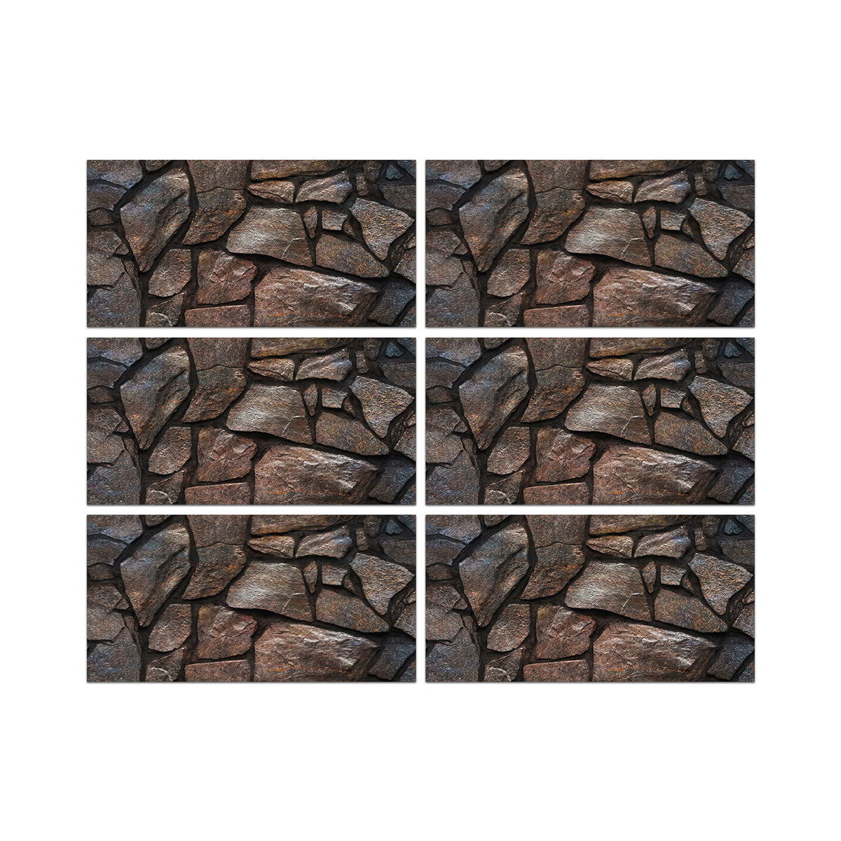 Dark Brown and Grey Simulates 3D Stone Texture Wallpaper Nature Tiles Stickers