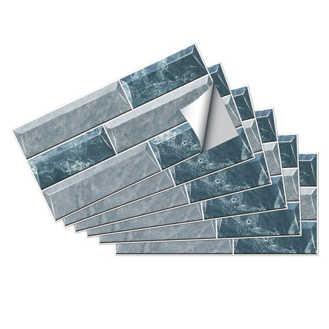 Blue Peel and Stick Marble Texture Floor Tiles Stickers and Nature and Fresh Seablue