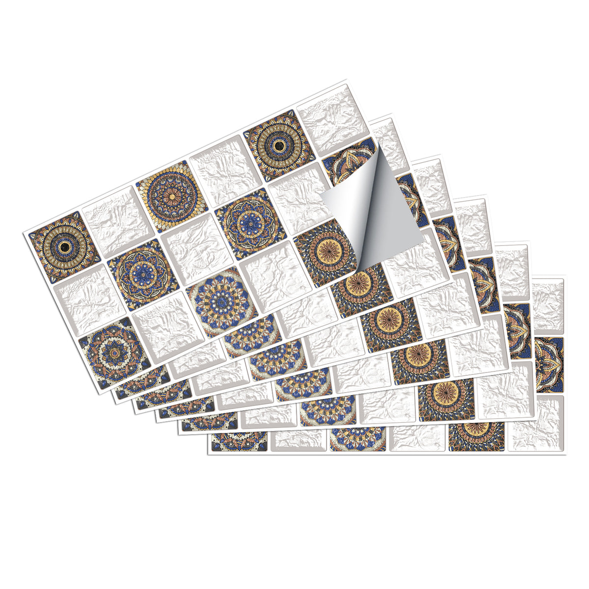 White and Brown Peel and Stick Marble Texture Floor Tiles Stickers Nature and Symmetry