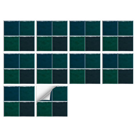 Green Glazed Wallpaper Square Tile Sticker 10PCS