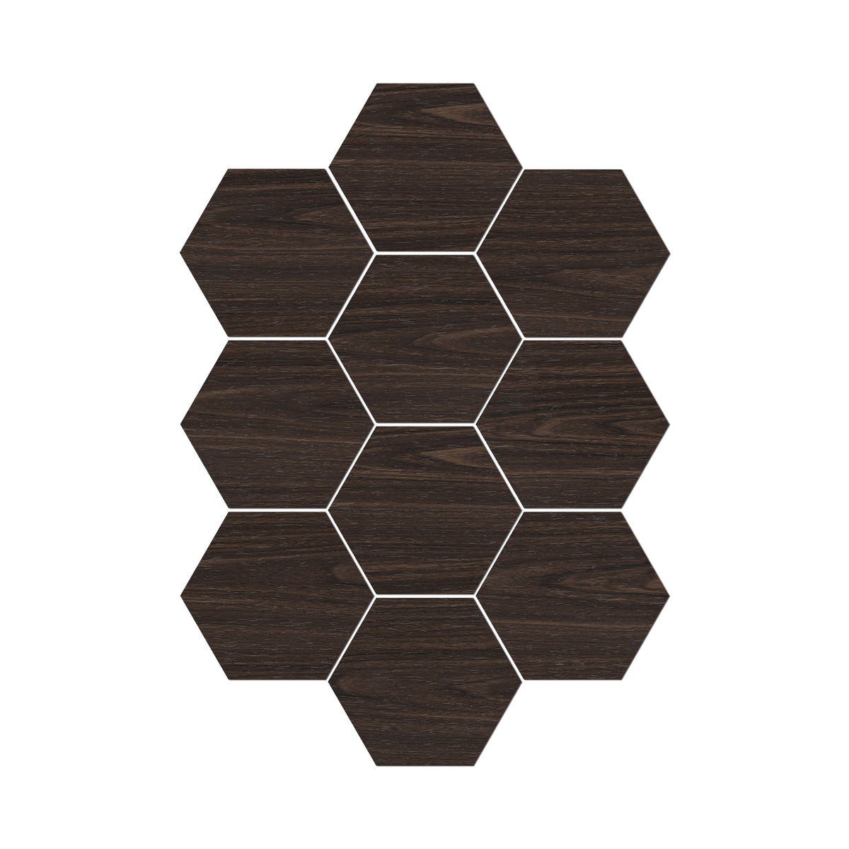 Dark Espresso Wood Hexagonal Foam Porcelain Tile Stickers