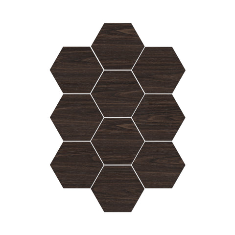 Dark Espresso Wood Hexagonal Foam Porcelain Tile Stickers