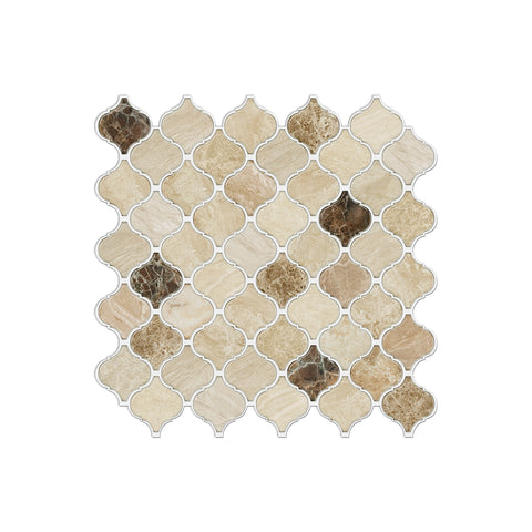 Retro Beige and Brown Imitation Glue Shaped Marble Wall Tiles 12Pcs Stickers