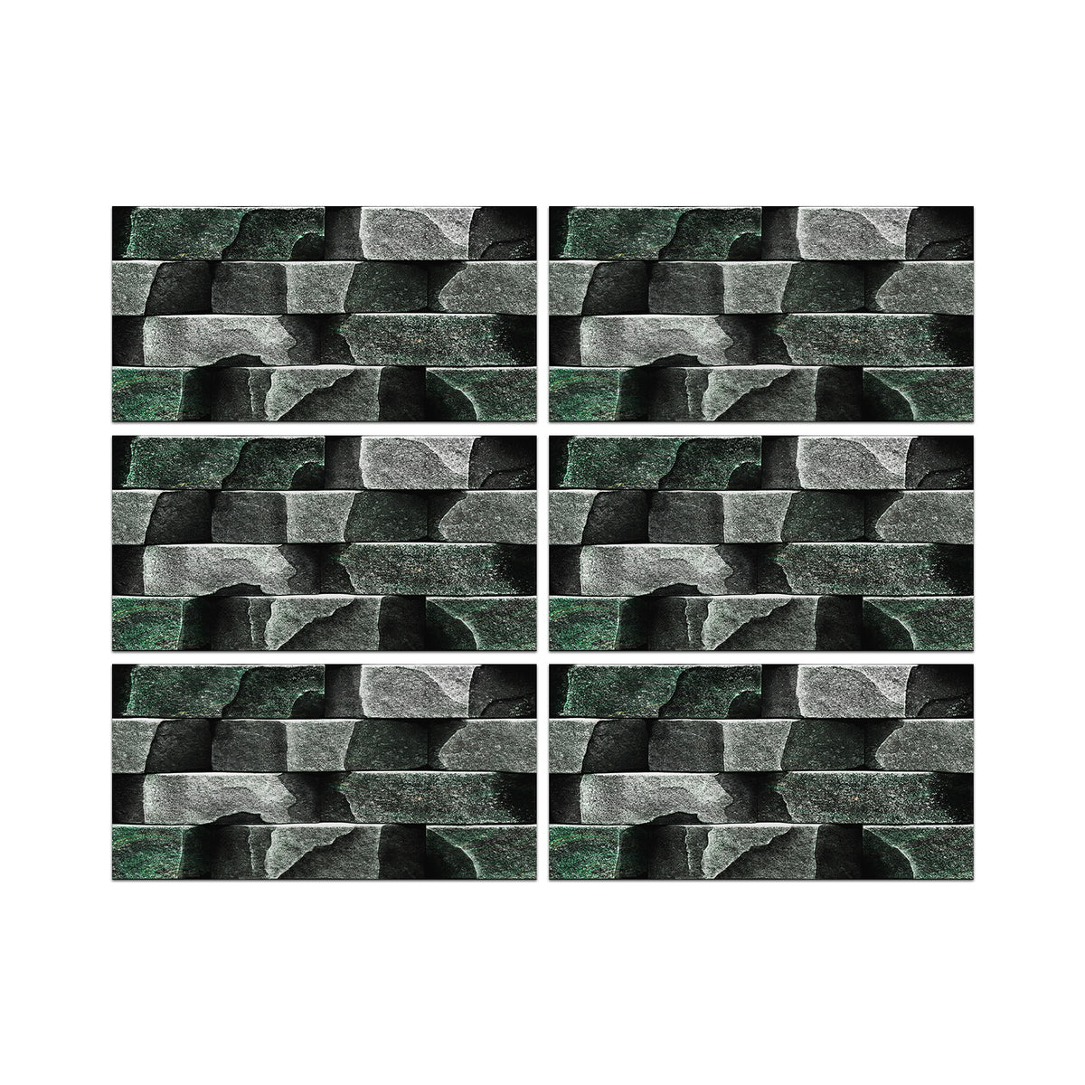 Greyish Green Simulates 3D Stone Texture Wallpaper Rustic Tiles Stickers