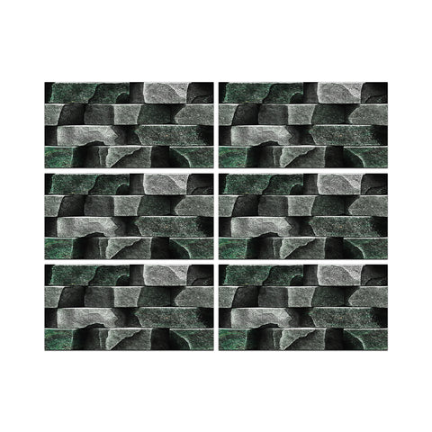 Greyish Green Simulates 3D Stone Texture Wallpaper Rustic Tiles Stickers