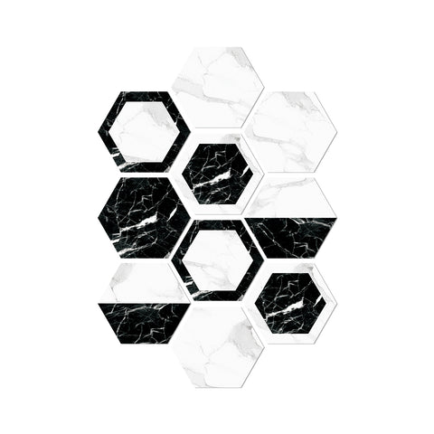 Hexagonal tiles: simplicity and nature dance together, full of modern atmosphere