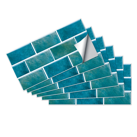 Fresh Blue Green Marble Textured Floor Stickers Rustic Warm Peel and Stick