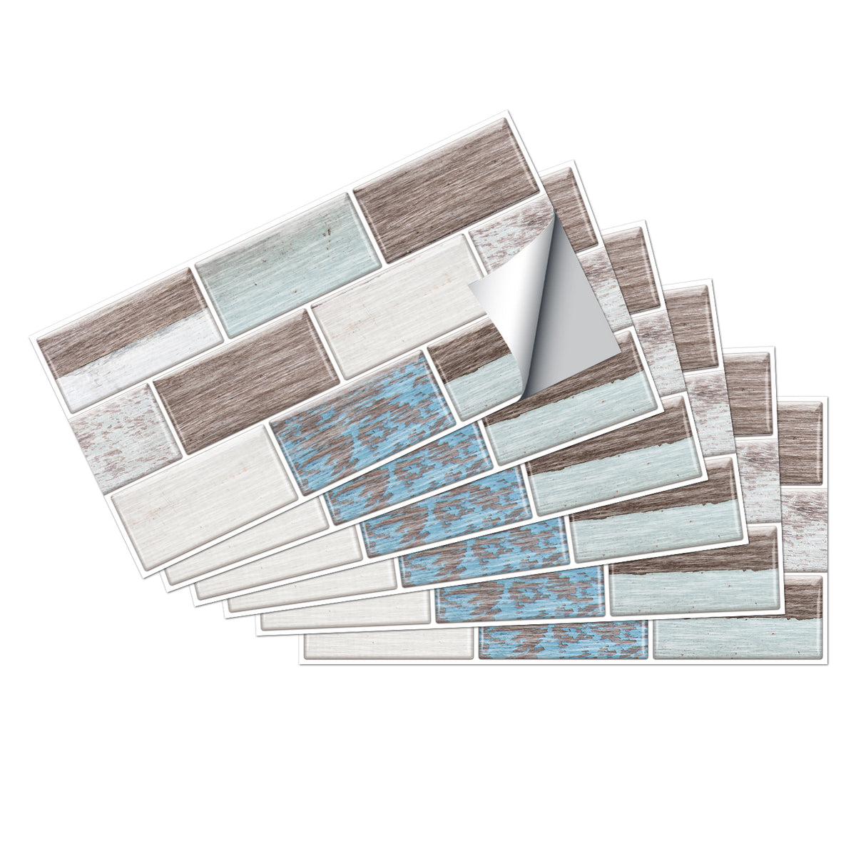 Soft Blue and Beige Peel and Stick Marble Floor Tiles Stickers Fresh and Breathe