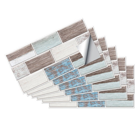 Soft Blue and Beige Peel and Stick Marble Floor Tiles Stickers Fresh and Breathe