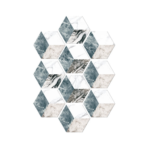 Marble and rock texture hexagonal tiles: geometric beauty, warm and steady