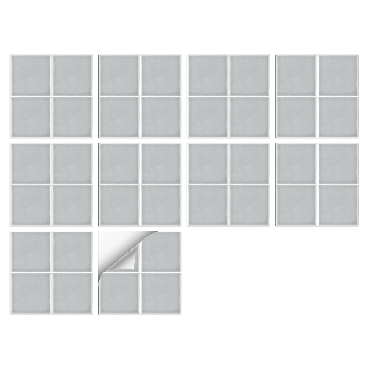 Light Grey Classic Wallpaper Glazed Square Tile Sticker 10PCS