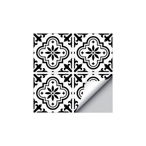 Sophisticated Monochrome Tile Overlays - Bold Floral and Geometric Accents