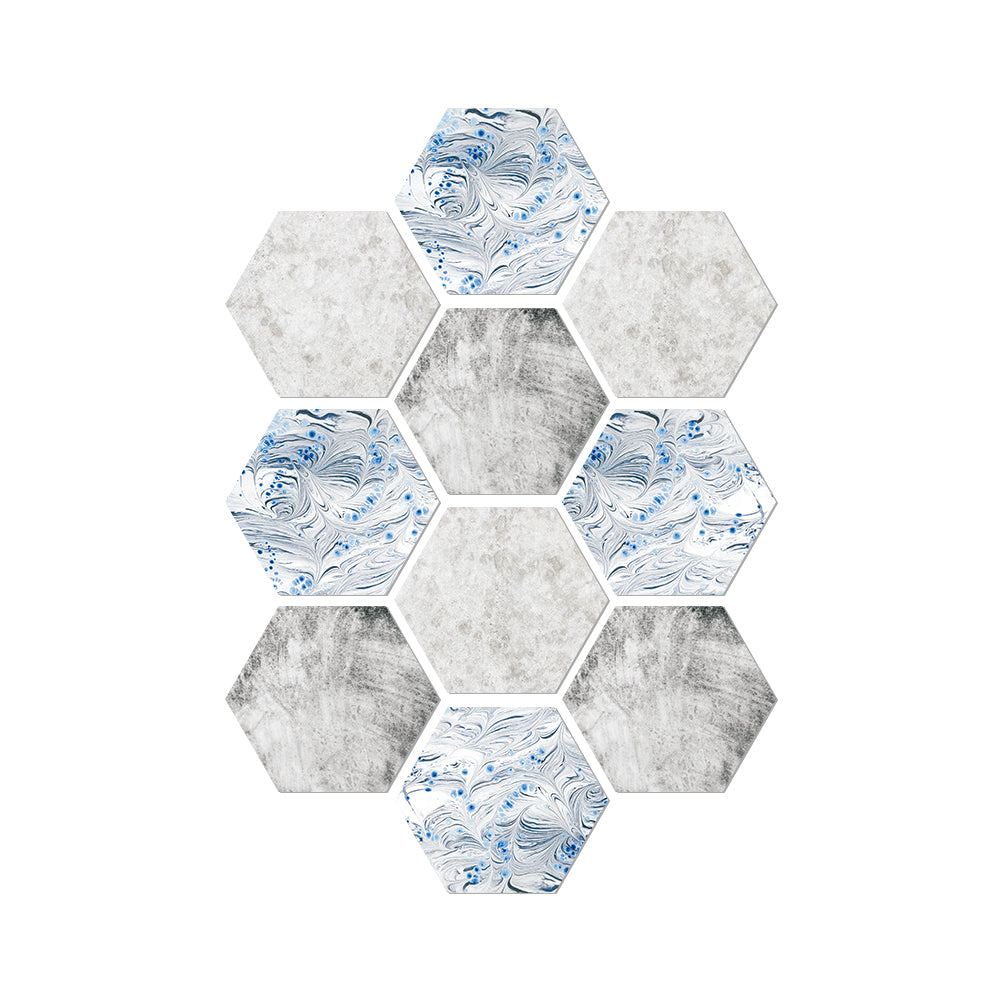 Blue and white interwoven hexagonal tiles: fresh and steady, personality charm