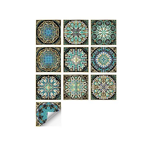 Mysterious blue and gold tone: the exotic style of tile stickers