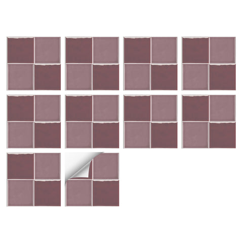 Pinkish Purple Modern Glazed Wallpaper Square Tile Sticker 10PCS