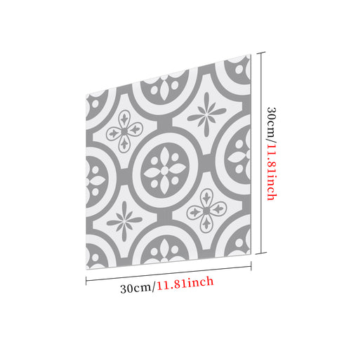 Gray and White Floor Stickers Marble Texture Tile Modern Peel and Stick Geometric