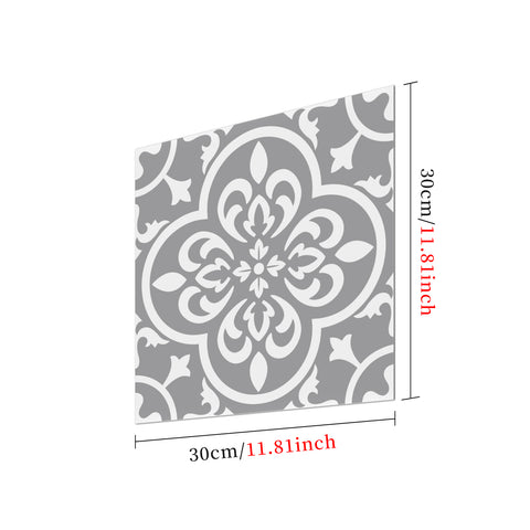 Grey and White Flowers Marble Texture Floor Stickers Tile Modern Peel and Stick
