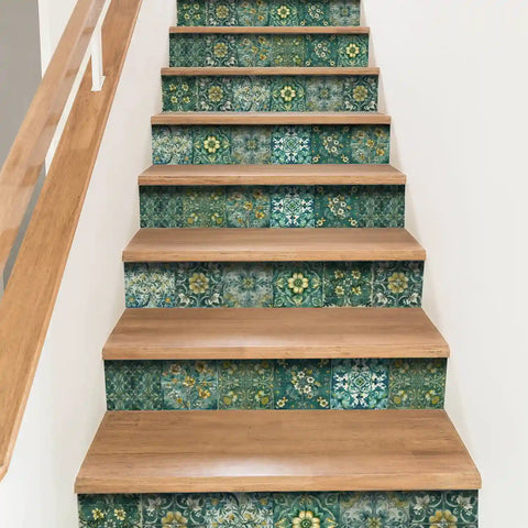 Fresh green and gold tone: the natural elegance of tile stickers