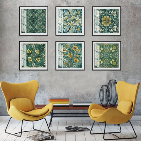 Fresh green and gold tone: the natural elegance of tile stickers