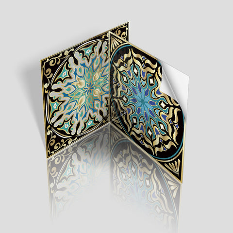 Mysterious blue and gold tone: the exotic style of tile stickers