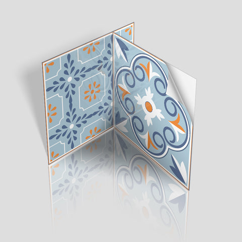 Fresh blue and orange: the fashionable and simple style of tile stickers