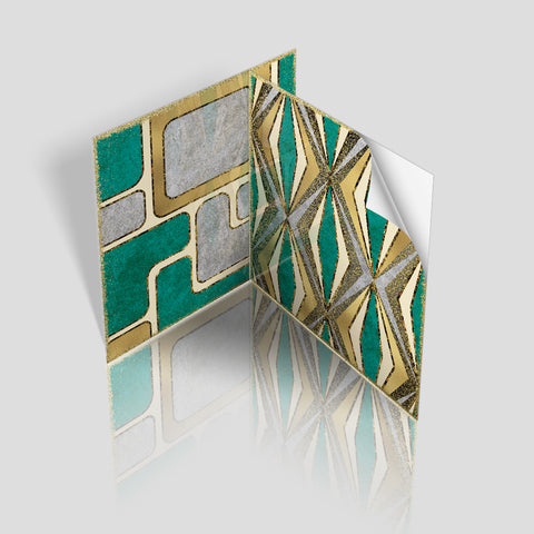 Fashionable gold and green tone: the modern art style of tile stickers