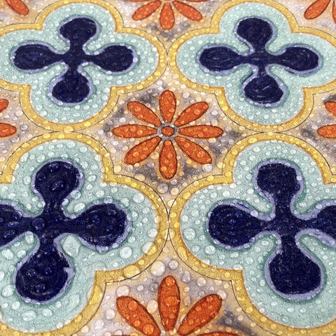 Vibrant orange and blue: the fashionable rhythm of tile stickers