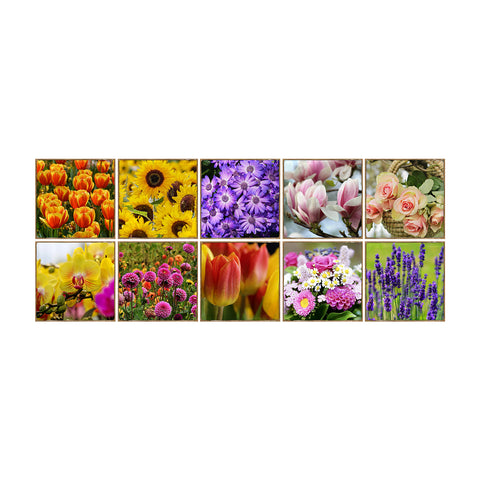 Purple and Yellow Flower Fantasy Square Nature Tile Stickers 10PCS