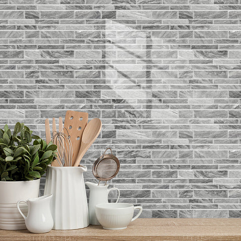 Grey Modern Minimalist Wall Tile Shaped Stickers 12PCS