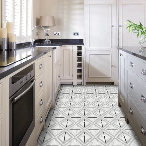 5 Pcs Peel and Stick Frosted Vinyl Floor Tiles Sticker for Kitchen Bathroom, Waterproof Backsplash Sticker Wall Tile Stickers, 12x12inch, Geometric Lines Marble