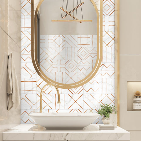 Modern gold and white: the stylish simplicity of tile stickers