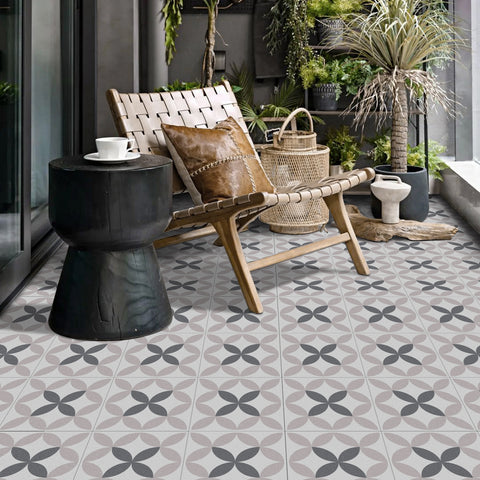 The Nordic symphony of mauve and gray, the simple beauty of art floor stickers