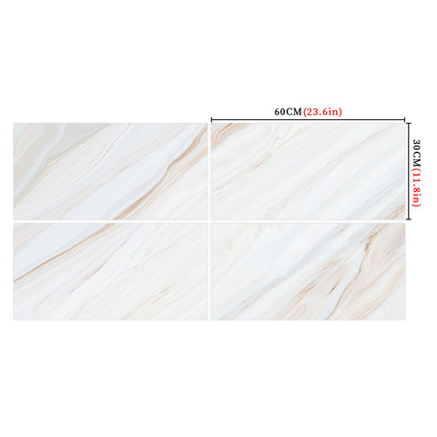 Beige Marble Floor Tile Mirrored Easy Installation Peel and Stick Environmentally Friendly