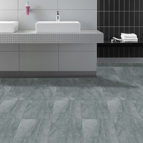 Light Blue Marble Textured Peel and Stick Floor Tile Easy to Apply Minimalist