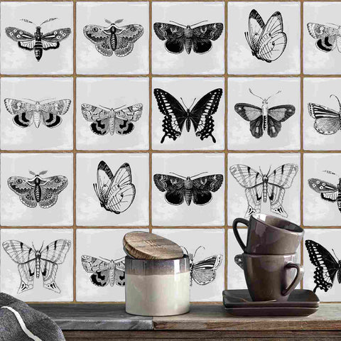 Provence Butterfly Wall Tile Stickers - Stylish Peel and Stick Decals, Residue-Free, Set of 10, Perfect for Kitchen and Bathroom Decor