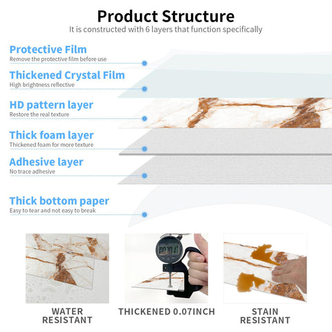 Creamy Caramel Marble Stick on Tiles for Kitchen Backsplash and Bathroom Floors