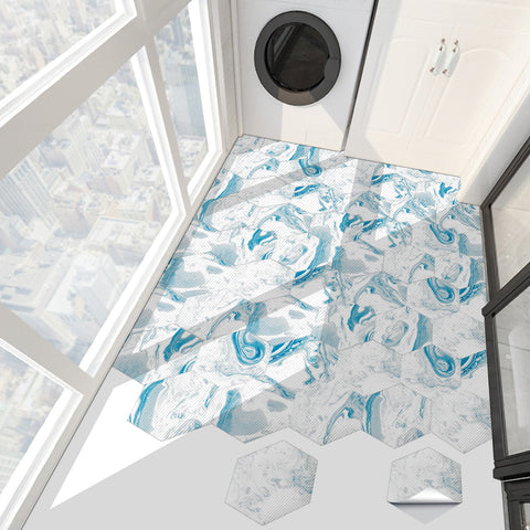 Blue and white marble splicing tiles: practical aesthetics, visual shock